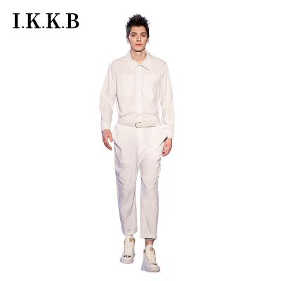 China European high street men's breathable coveralls and American loose performance suit hip hop trend brand breathable white coveralls for sale