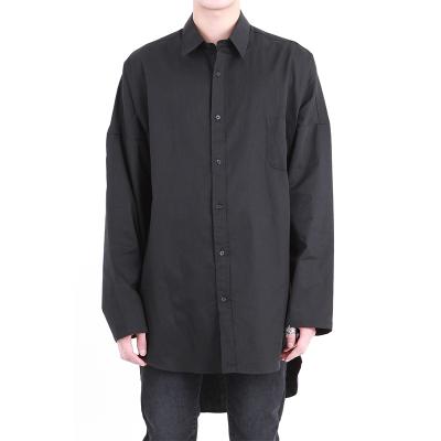 China Spring Fashionable Irregular Large Long Sleeve Men's Medium Length Oversized Loose Round Edge Breathable Shirt Men's Shirt for sale