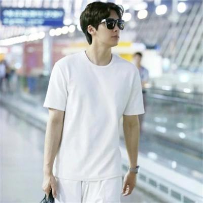 China 2021 Summer Anti-Wrinkle Men's Short Sleeve Fashion Solid Color Round Neck Simple Round Neck Solid Color Half Sleeve Loose T-shirt 2021 Summer for sale