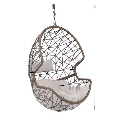 China Modern Wholesale Outdoor Balcony Basket Chair Garden Swing Rattan Single Hanging Rattan Chair for sale