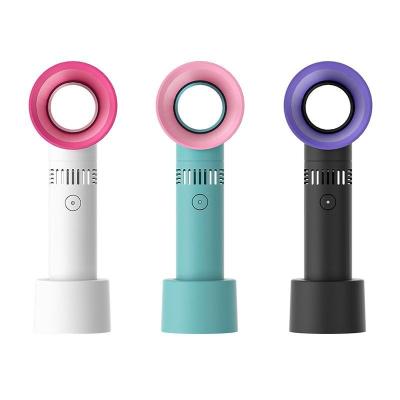 China Portable ABS PC Mini USB Charging Handheld Leafless Fan for Desktop Eyelash Blowing for sale