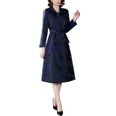 China Autumn Women Fashion Atmosphere Breathable Straight Dark Blue Suit Women's Elegant Coat Long for sale