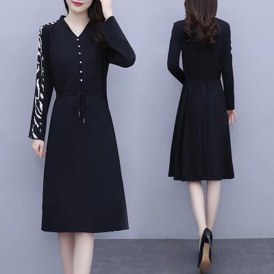 China 2022 Autumn New French Dress Women's anti-static casual temperament long-sleeved waist tie thin skirt for sale