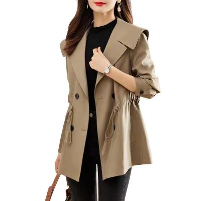 China Breathable New Arrival Ditch Jacket Woman Ladies Khaki Short Dust Coat for sale