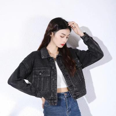 China Yanek QUICK DRY factory OEM ODM fashion new distressed wash denim women's original edge jeans denim jacket custom lady for sale