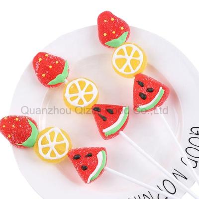 China Natural Fruit Shape Vitamins C Lollipop Custom Sour Patch Gummy Candy for sale