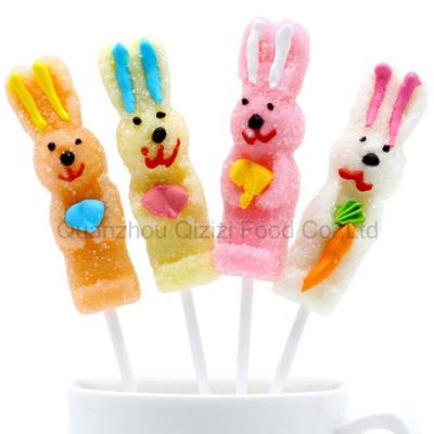 China Natural Custom Vitamins C Lollipop Sour Bunny Shape Gummy Candy for sale