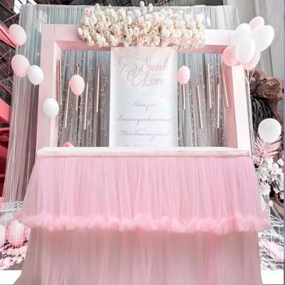 China Banquet Party Disposable Baby Shower Fabric Wedding Tutu Cloth Table Tulle Birthday Halloween Home Decor for sale