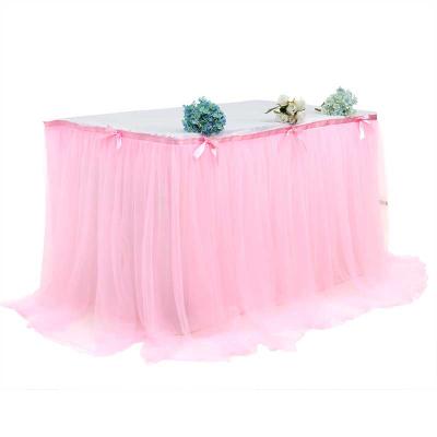 China Recycled Tulle Tutu Table Skirt Tulle Tableware For Wedding Decoration Baby Shower Party Wedding Table Trimming Home Textile for sale