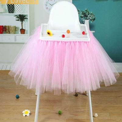 China Dirtproof Party Supplies Event Party Table Cover Tulle Wedding Table Dress Baby Shower Party Decoration Ballet Referee Chair for sale