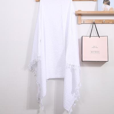 China Home Muslim White Towel For Manta Covering Pilgrimage Salat Shawl Worship Weave Jacquard Shawl 105x210cm for sale