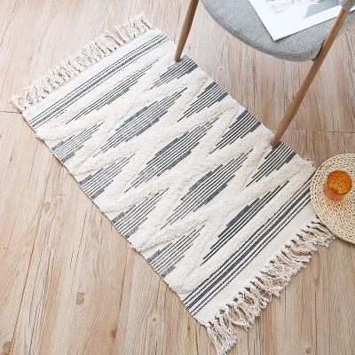 China Small Washable Cotton Prayer Canvas Rug With Washable Decor Laundry Room Decor Outdoor Sofa Floor Carpet Tassels Bedroom Mat for sale