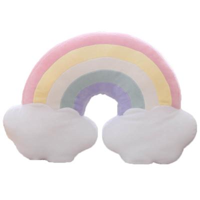 China Viable Colorful Moon Star Cloud Pillow Cushion Kids Iridescent Velvet Toys Sofa Cushion Baby Sleeping Pillow Soft Gift Home Decoration for sale