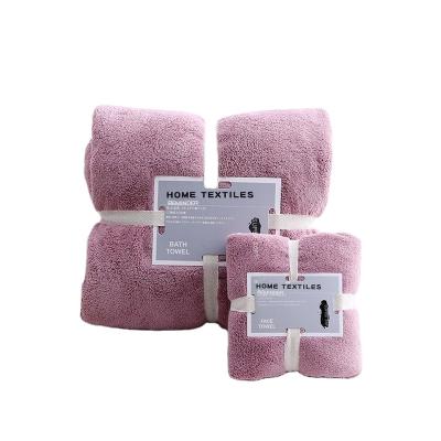 China Coral Velvet Super Absorbent Sustainable Bath Towels For Adults Face Towel Bath Towel Set Soft Comfortable Bathroom Set 35x75cm+70x140cm for sale