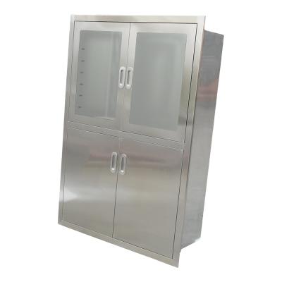 China Modern Lockable Hospital Funiture 304 Stainless Steel Cupboard Medical Instrument Cabinet for sale