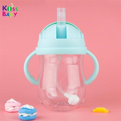 China BPA Free High Quality Drinking Bottle TRITAN Straw Training Cup With Handle 300ml Transparent Baby Straw Sippy Cup for sale