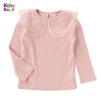 China 2021 Breathable Little Girls Spring T-shirt Kids Wear Baby Solid Color Princess Neck Long Full Sleeve Bottom For Age 2-6 for sale