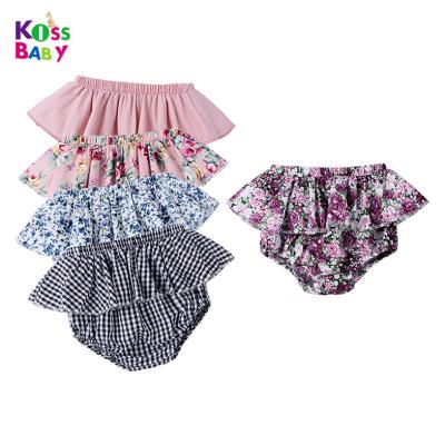 China Summer Solid Color Breathable Fabric Cotton Boutique Spotted Bloomers Girl Ruffle Baby Bummies Shorts for sale