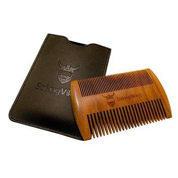 China World's Best Selling Products Home Pocket Wooden Beard Comb With Leather Case Sandalwood Beard Comb for sale