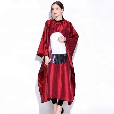 China New Styling Anti-Static Waterproof Hair Salon Cape Barber Cape With Clear Plastic Window for sale