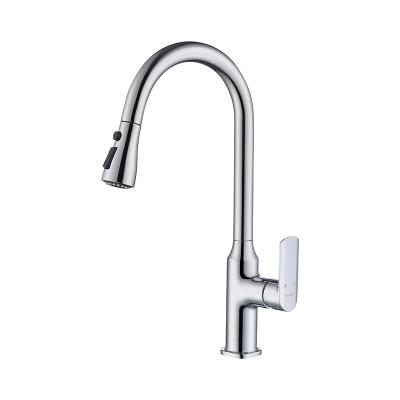 Китай Modern Faucets Manufacturer Brass Long Flexible Hose Pull Down Single Sink Mixer Tap Rotating Hot and Cold Water Kitchen Sink Faucet продается