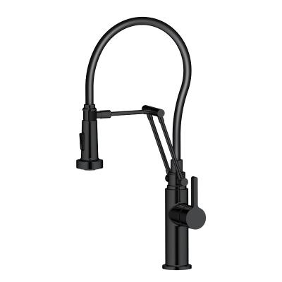 China Empolo Modern Matte Black Flexible Hose Pull Down Single Lever Kitchen Water Tap Kitchen Sink Faucet for sale