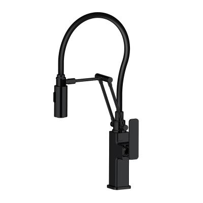 中国 Pull Down Flexible Hose UPC Kitchen Faucet Mixer Tap Modern Black North American Durable Color Sink Faucet Kitchen Faucet 販売のため