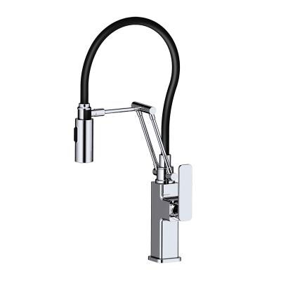 China Modern Chrome Single Lever Pull Down Kitchen Water Saving Faucet Griferia Kitchen Sink Faucet for sale