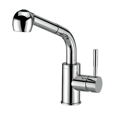 China Wholesale Modern Simple Solid Brass Water Saving Durable Handle Sink Pull Out Kitchen Faucet Price for sale