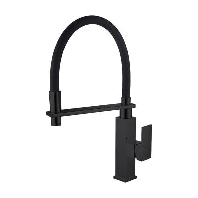 中国 Matte Black Surface Modern Sink Mixer Taps Kitchen Brass Flexible Faucet Pull Out Mixer Tap 販売のため