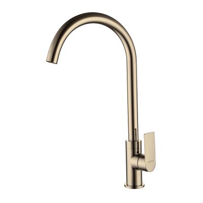 China Modern Design Gold Kitchen Faucet Brass Deck Mounted Faucet Modern Brushed Kitchen Faucets for sale