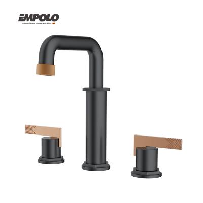 Chine Modern Industrial Faucet CUPC Rose Gold and Black Basin OEM Bathroom Faucets Three Hole Mixer Taps à vendre