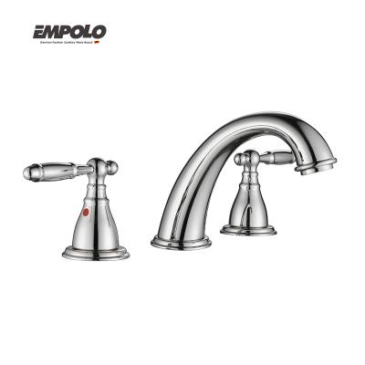 China Modern American Standard Faucet Mixers Faucets Zinc Double Handle Bathroom Basin 3 Hole Brass Faucet for sale