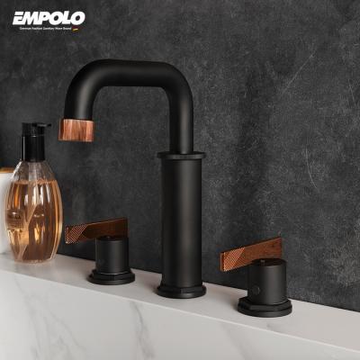 Chine Modern Industrial Brass Washroom Vanity Taps Basin Mixer Widespread Faucet Sink Bathroom 3 Hole à vendre