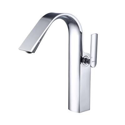 China Modern Chrome Deck Mounted Lead Free All Brass Basin Faucet Bathroom Water Mixer Tap Te koop