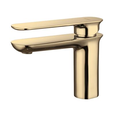 China Modern Antique Gold Design Solid Brass Bathroom Sink Faucet Tall Hot And Cold One Hole Basin Faucet zu verkaufen