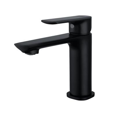 중국 Black Simple Modern Metal Simple Construction Bathroom Faucet Water Basin Handle Hole Basin Faucet 판매용