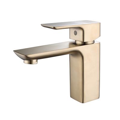 Chine Modern Home Bath Deck Mounted Single Lever Sink Copper Water Faucet Brass Brushed Gold Basin Faucet à vendre