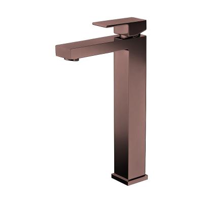 China Modern Square Design Sanitary Hot Cold Water Saving Above Counter Basin Mixer Tap Bathroom Te koop