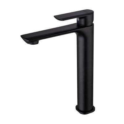 Китай Modern Designer Single Lever Deck Mounted High Basin Mixer Tap Black Taps Faucet For Bathroom Sink продается