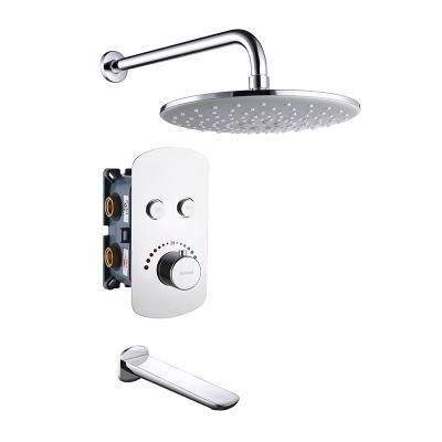 China Without Slide Bar High Flow Push Button Round Pass Concealed Thermostatic Chromed Shower Faucet for sale