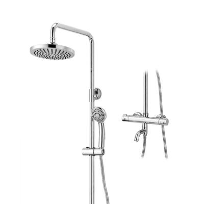 Китай With Sliding Bar Modern Design Bathroom Round Faucet Set Thermostatic Bath Temperature Storage Exposed Shower Mixer продается