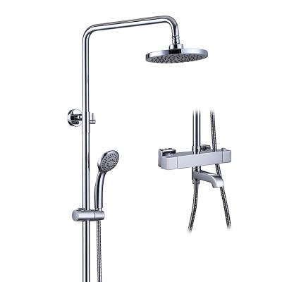 China With Thermostatic Shower Faucet Mixer Bath Shower European Slide Bar Bathroom Shower Faucet Mixer With Slide Rail Thermostatischer Wasserhahn Kit for sale