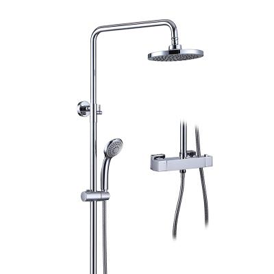 Cina With Slide Bar Chrome Plating Square Control Automatic Thermostatic Water Rain Shower Mixer Tap Hot With Slide Bar in vendita