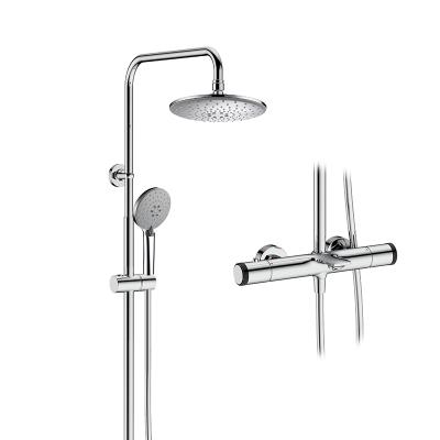 Китай With Slide Bar Classic Style Engineering SquareRain Columnn High Quality Large Thermostatic Shower Complete Mixer Set With Slide Bar продается