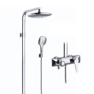 China With Slide Bar Hot Selling Wall Shower Mixer Set Chrome Finish Durable Hand Held Shower Bathroom for sale