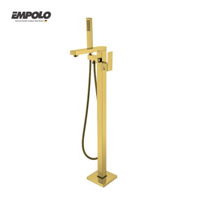 China Without Free Standing Copper Luxury Gold Sliding Bar Faucets Manufacturer Standing Hot And Cold Water Bath Tub Faucet Mixer for sale