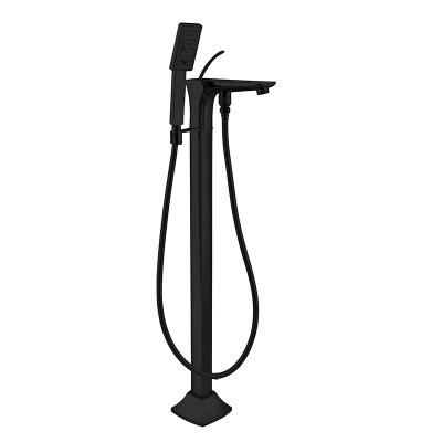 China Without Slide Bar Black Cupc Floor Stand Chrome Tub Shower Mixer Taps With Free Standing Shower Hand Bath Faucet for sale