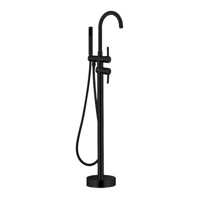 China Without Slide Bar Roman Tub Fixtures Matte Black Ceramic UPC Cartridge Shower Floor Faucet Mixer With Sprayer for sale