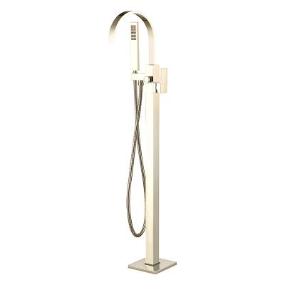 China Without Slide Bar Empolo Brushed Nickel Floor Mount Free Standing Tub Faucet Shower for sale